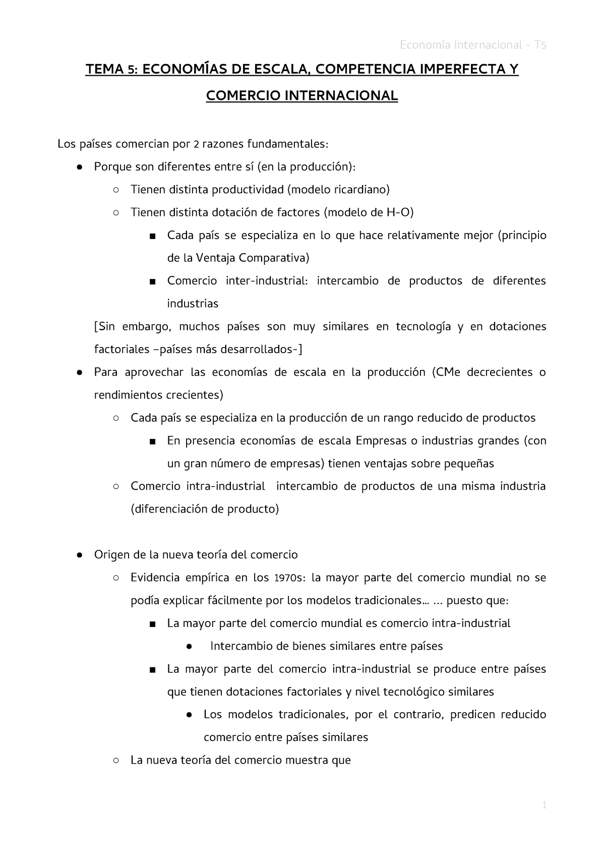 Teoría T5 - Apuntes Economia - TEMA 5: ECONOMÍAS DE ESCALA, COMPETENCIA ...