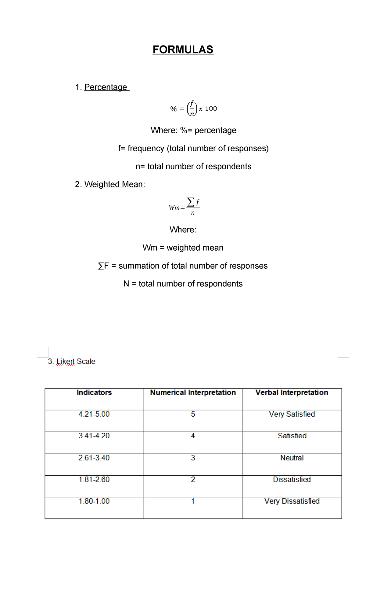 Weighted-MEAN- Computation - FORMULAS 1. Percentage Where ...