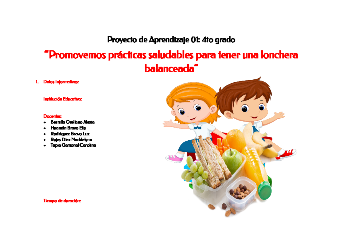 Proyecto DE Aprendizaje Alimentacion Saludable - Proyecto de