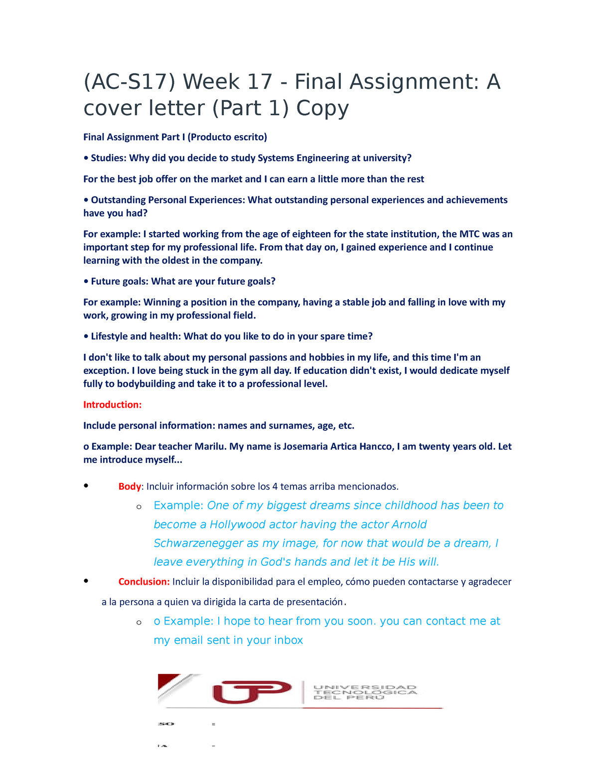 week 17 final assignment a cover letter (part 1)