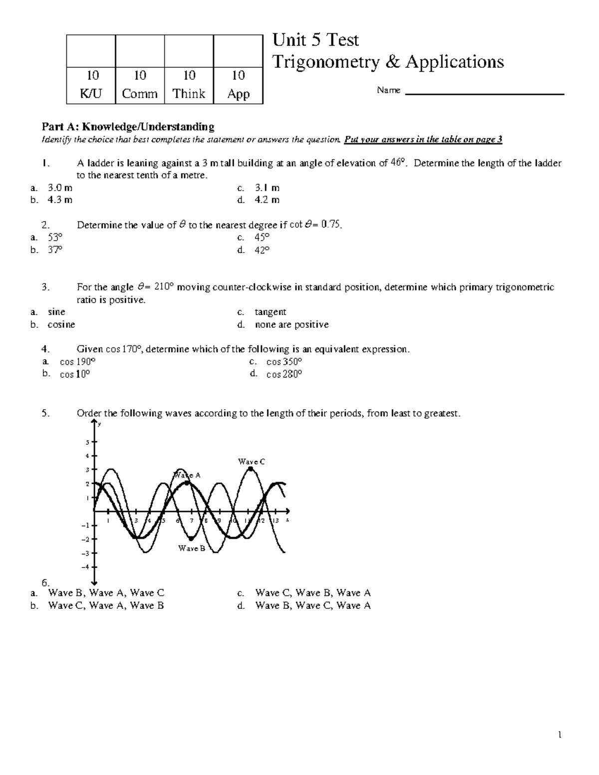 1707619645-Unit 5 Test Trigonometry & Applications - Unit 5 Test ...