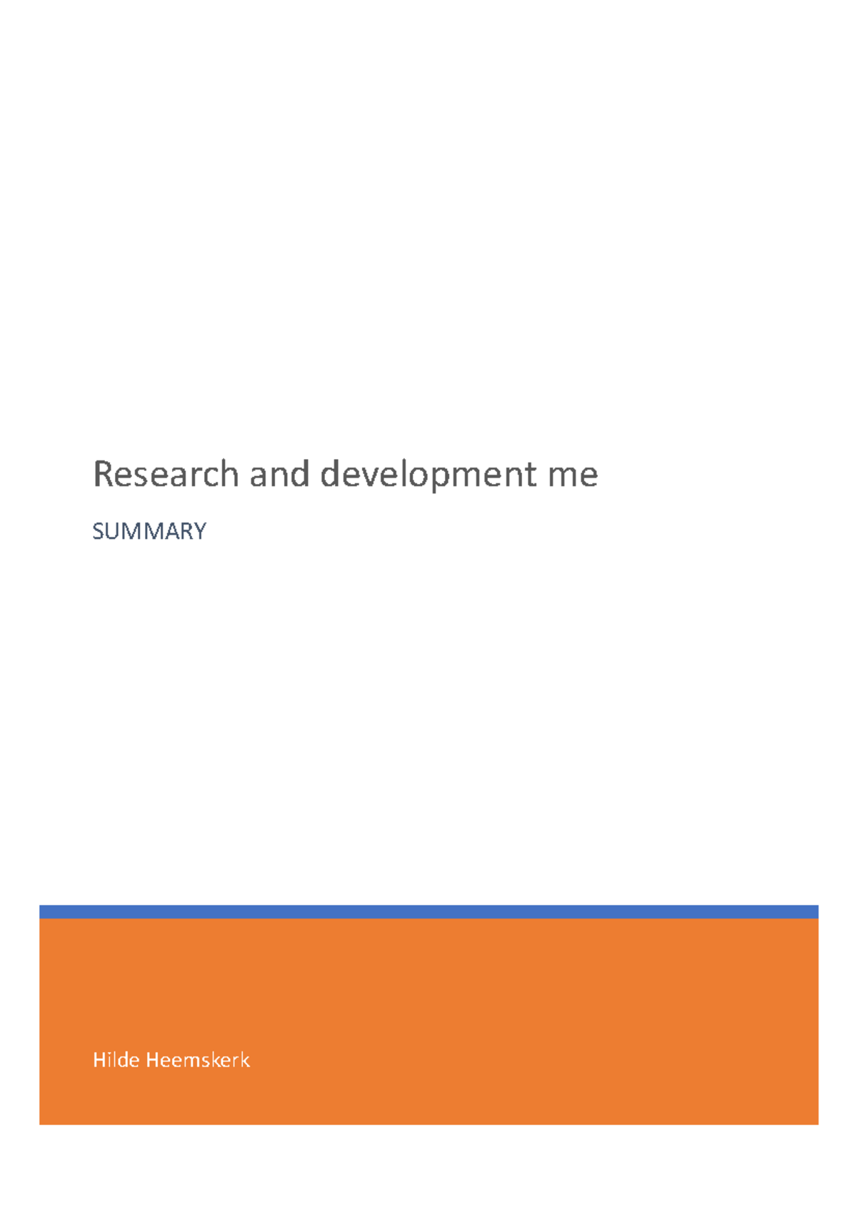 Summary Urban research methods Hilde Heemskerk Research and