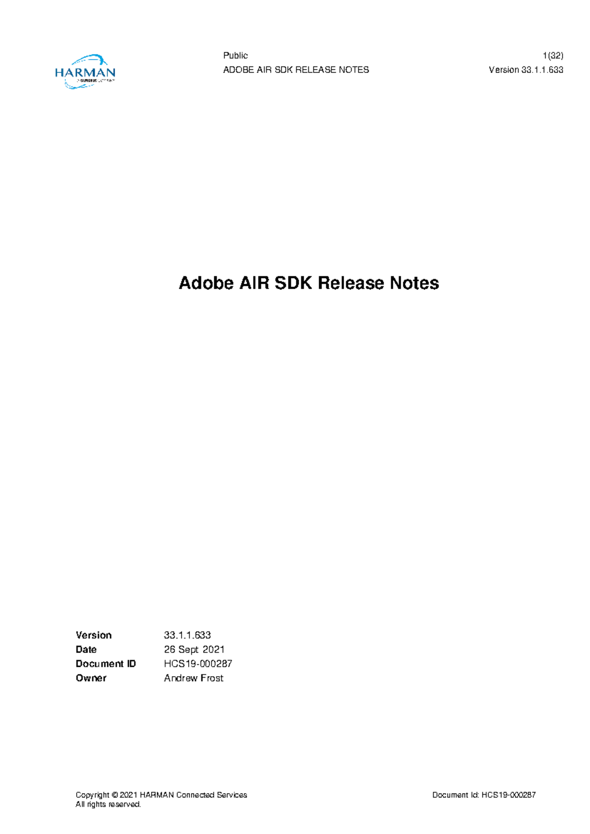 Release Notes AIR SDK 33.1 - ADOBE AIR SDK RELEASE NOTES Version 33.1 ...