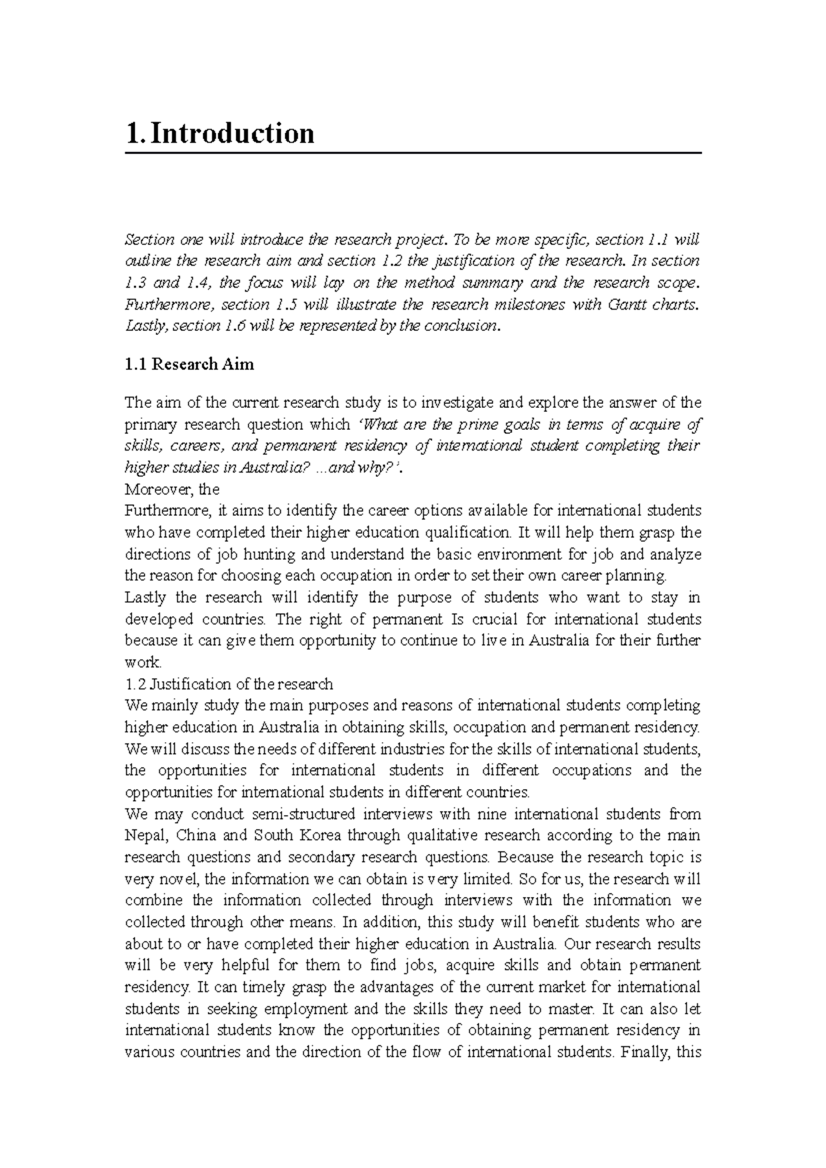 Task1 - assigment 1 - 1 Section one will introduce the research project ...