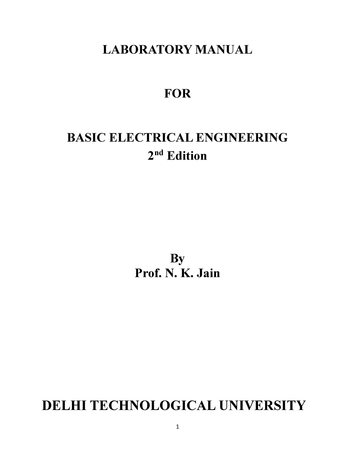 Electrical Lab Manual - Basic Electrical Engineering - LABORATORY ...