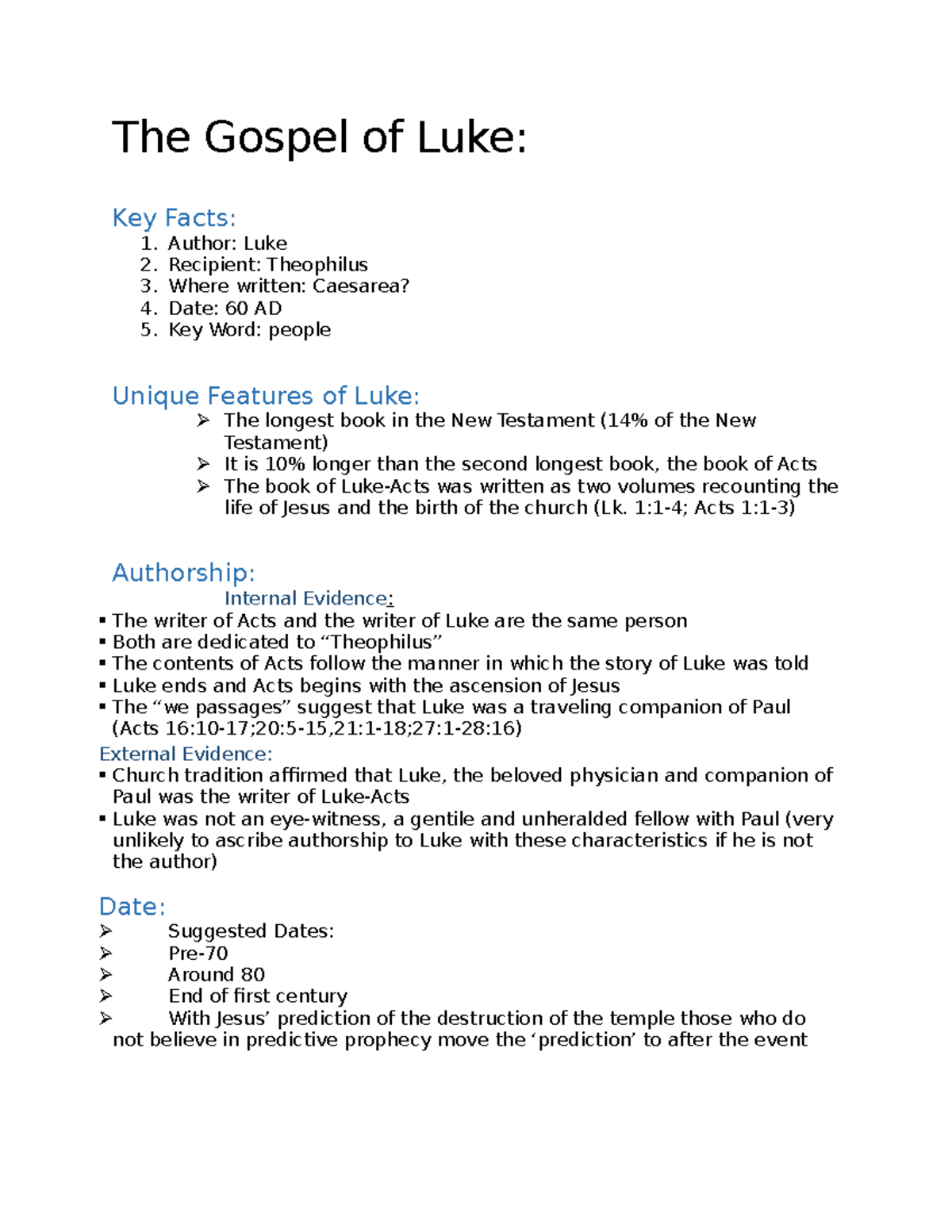 The Gospel Of Luke The Gospel Of Luke Key Facts Author Luke 