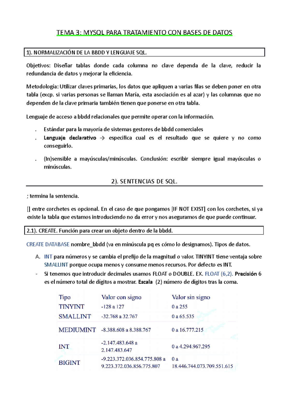 TEMA 3. Mysql - Apuntes 3. - TEMA 3: MYSQL PARA TRATAMIENTO CON BASES ...