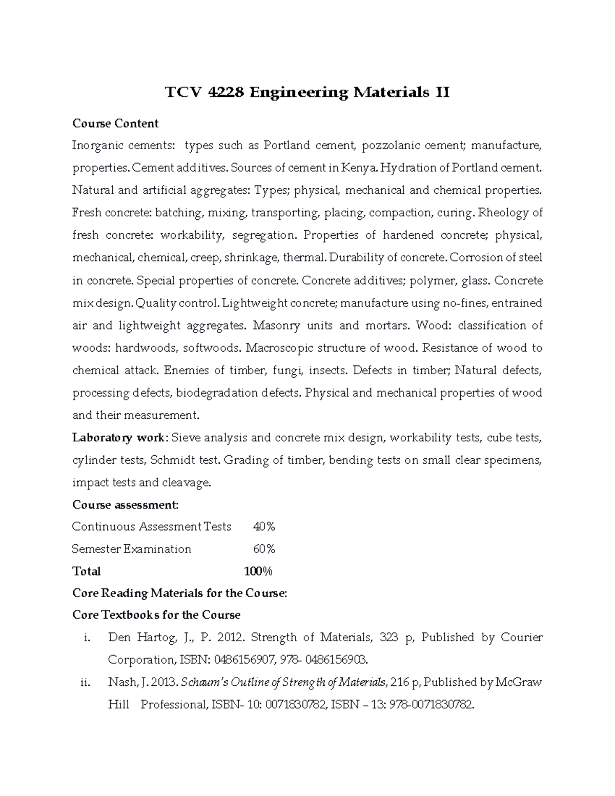 LECTURE NOTES 7 - TCV 4228 Engineering Materials II Course Content ...