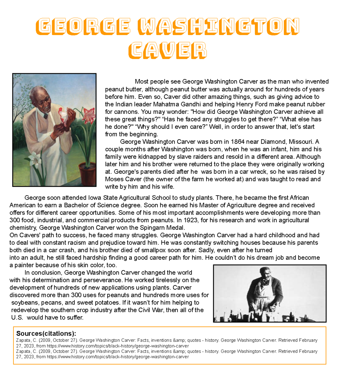 (kierra) Final Unsung Biography - George Washington Caver Most people ...