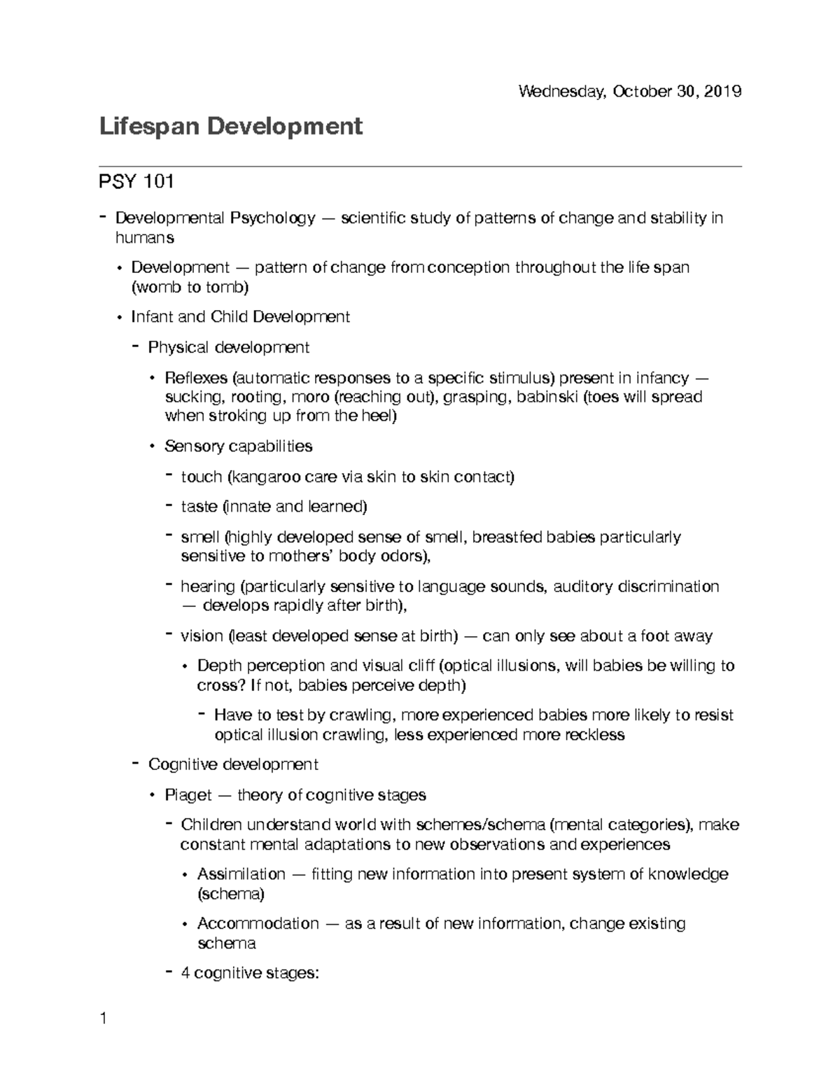 Lifespan Development - Lifespan Development PSY 101 - Developmental ...