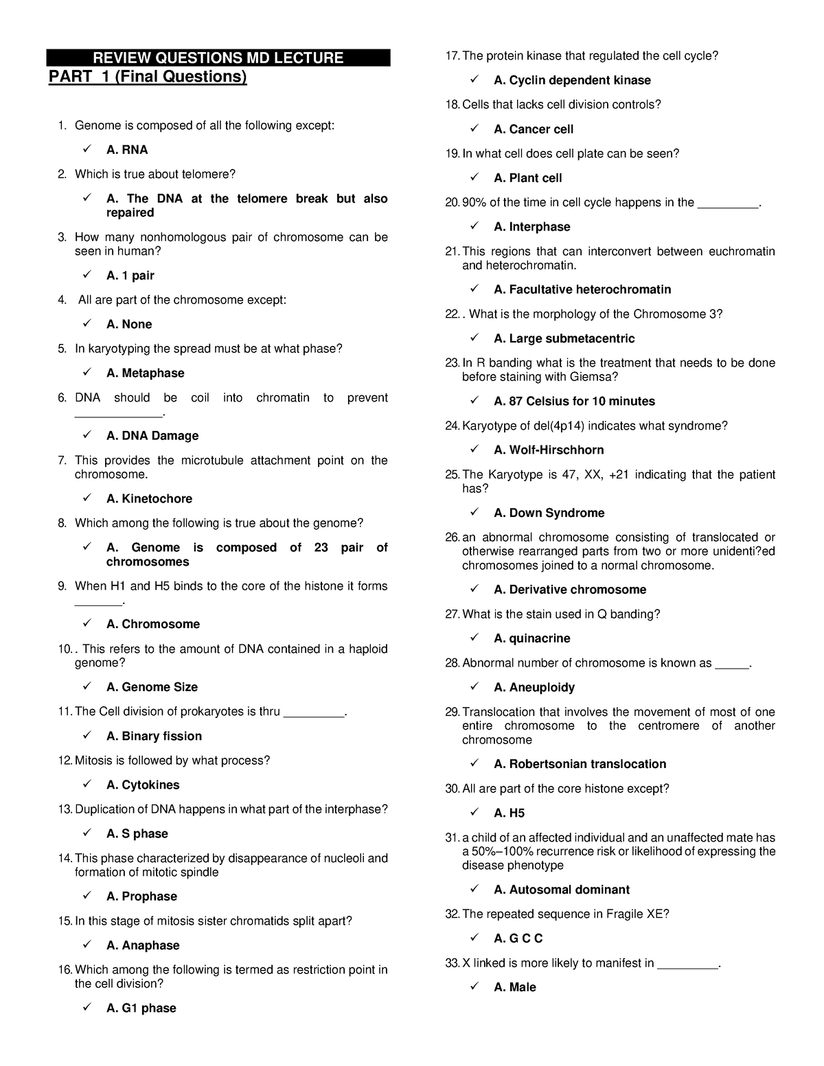 MD-LEC Final-EXAM- Samplex - REVIEW QUESTIONS MD LECTURE PART 1 (Final ...