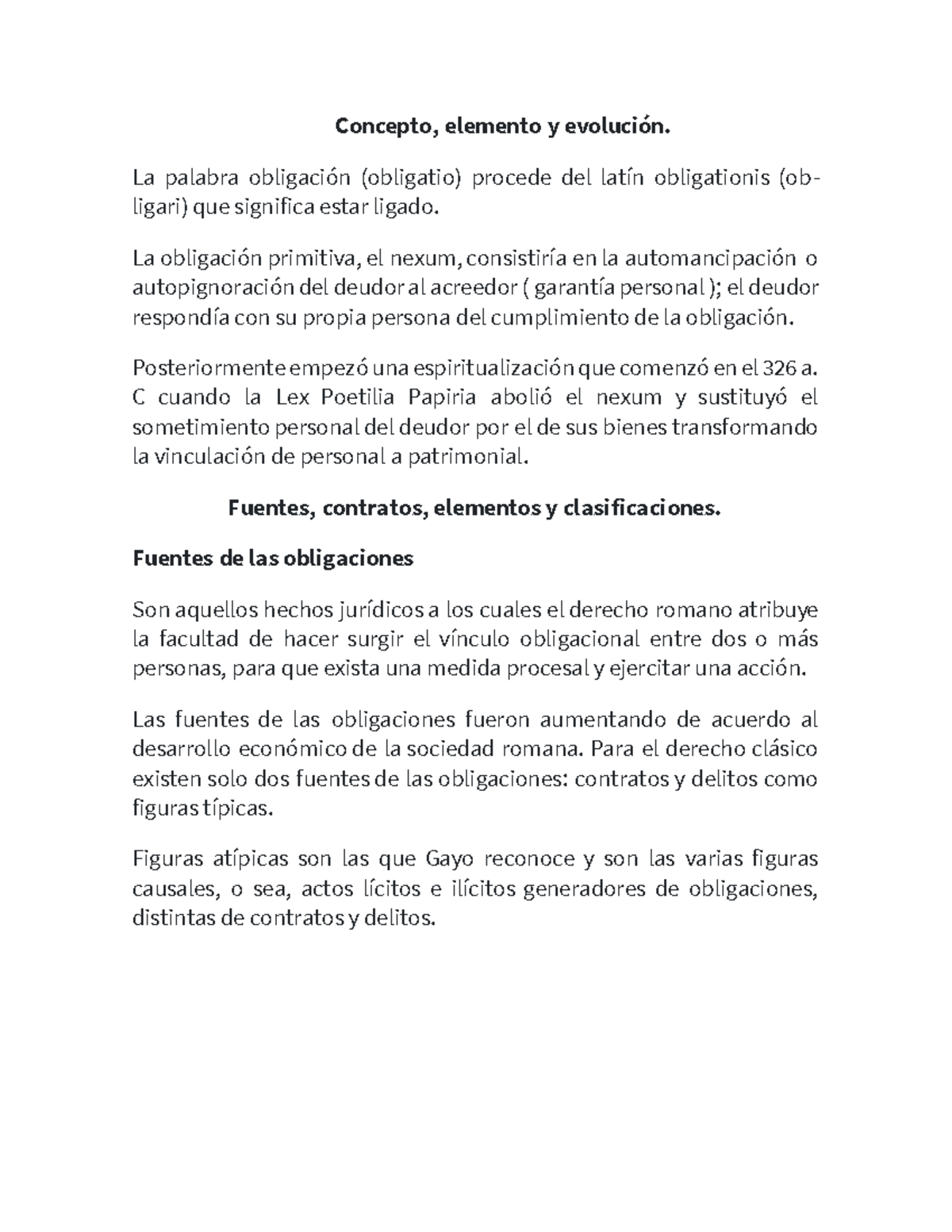 LAS Obligaciones - Concepto, elemento y evolución. La palabra ...