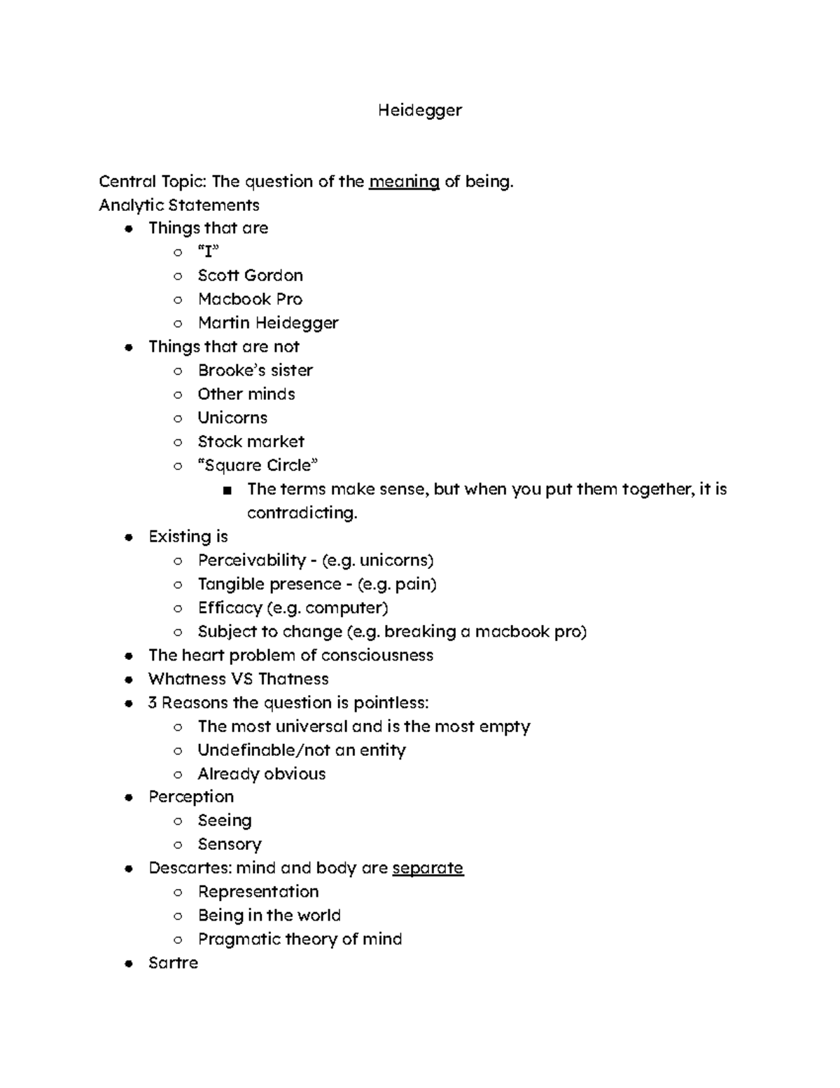 Philosophy DIS - Heidegger Central Topic: The question of the meaning ...