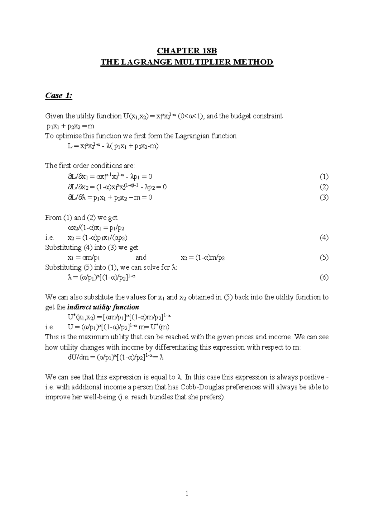 Math Ecos 3 Ch18B - CHAPTER 18 NOTES - 1 CHAPTER 18B THE LAGRANGE ...
