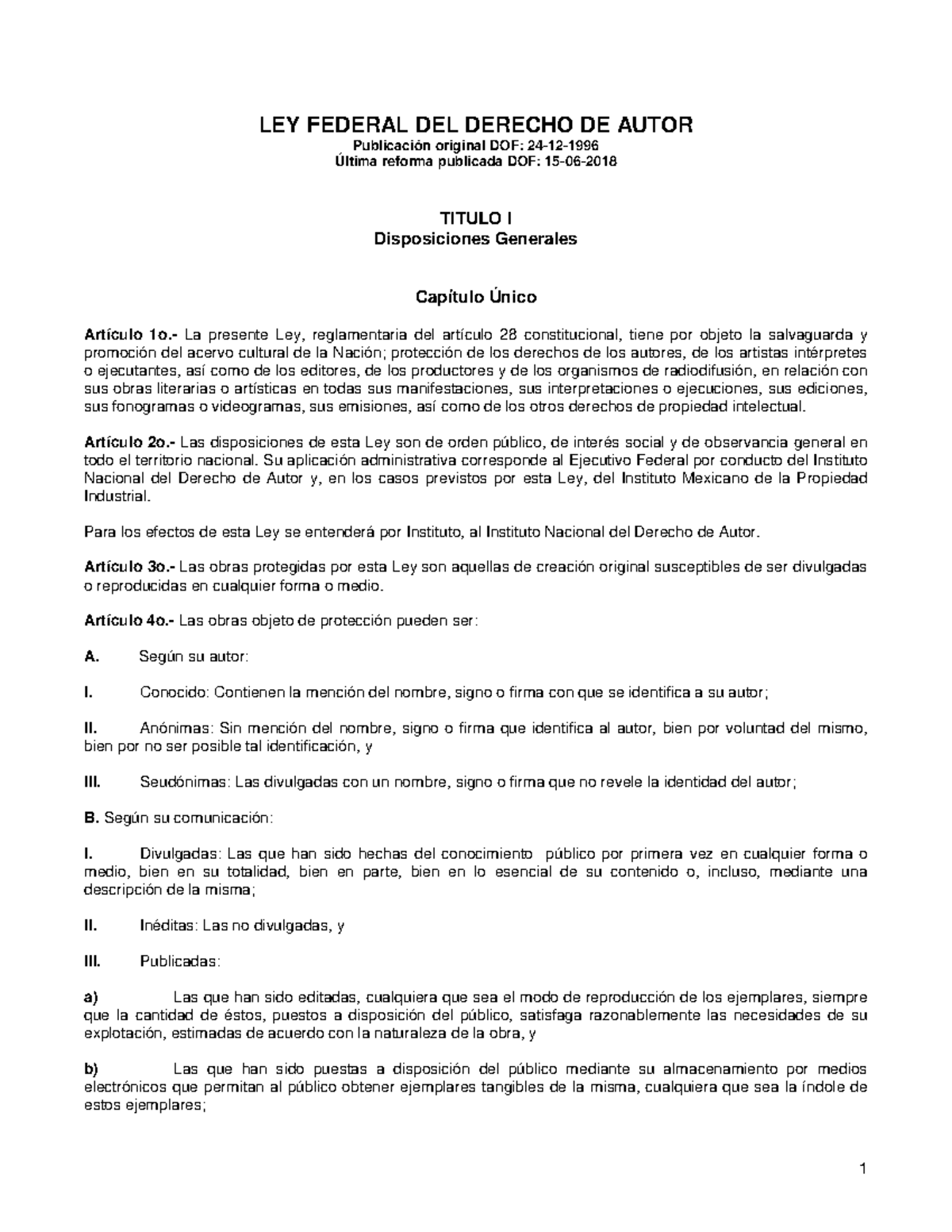 Ley federal de derechos de autoer - LEY FEDERAL DEL DERECHO DE AUTOR ...