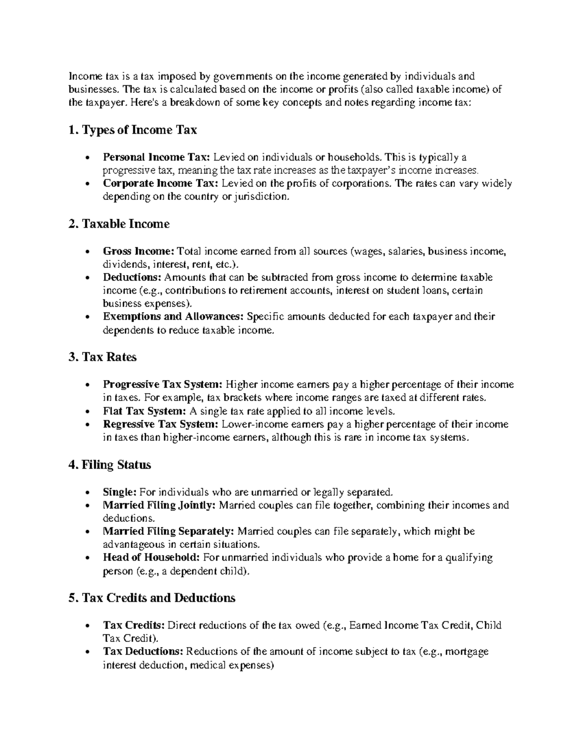 Income Tax Basic Information - Income tax is a tax imposed by ...