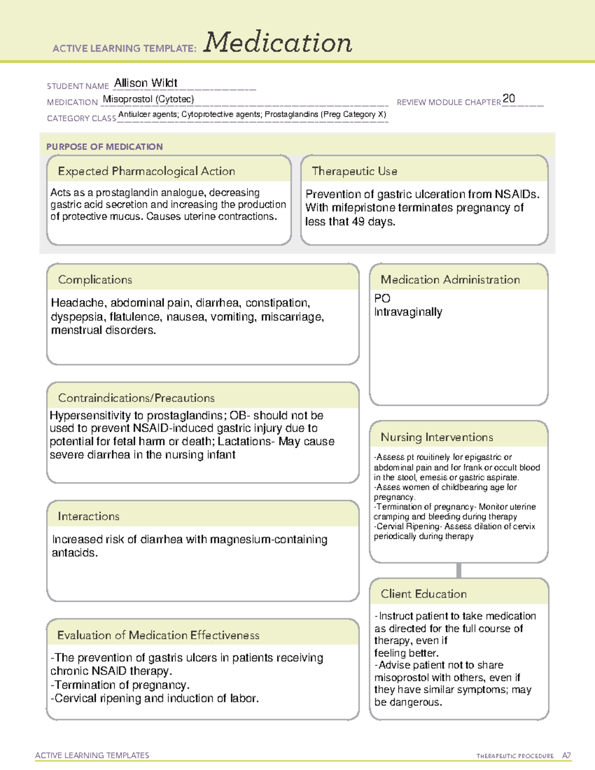 Misoprostol - Active learning template - ACTIVE LEARNING TEMPLATES ...