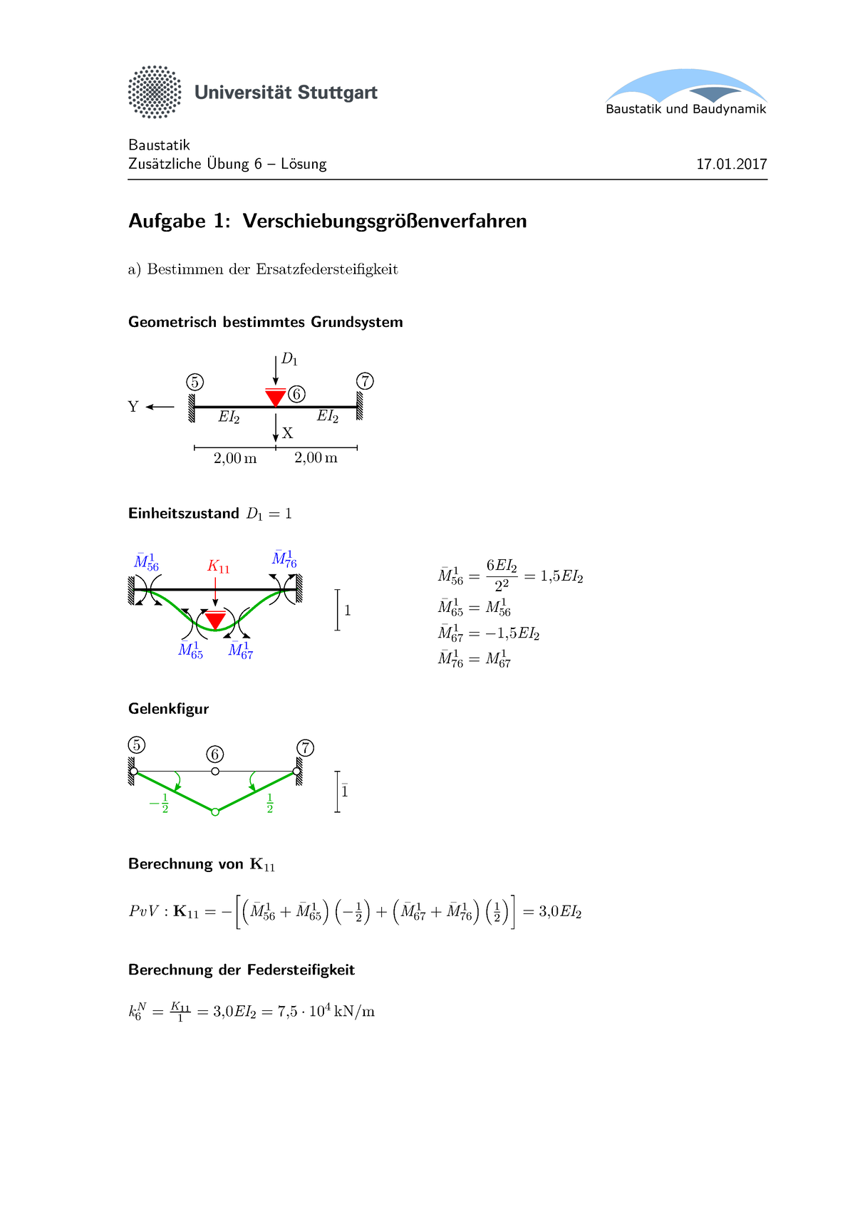 Zue 6 Loesung 2 - Übungsaufgaben Mit Lösungen - Baustatik Zusätzliche ...
