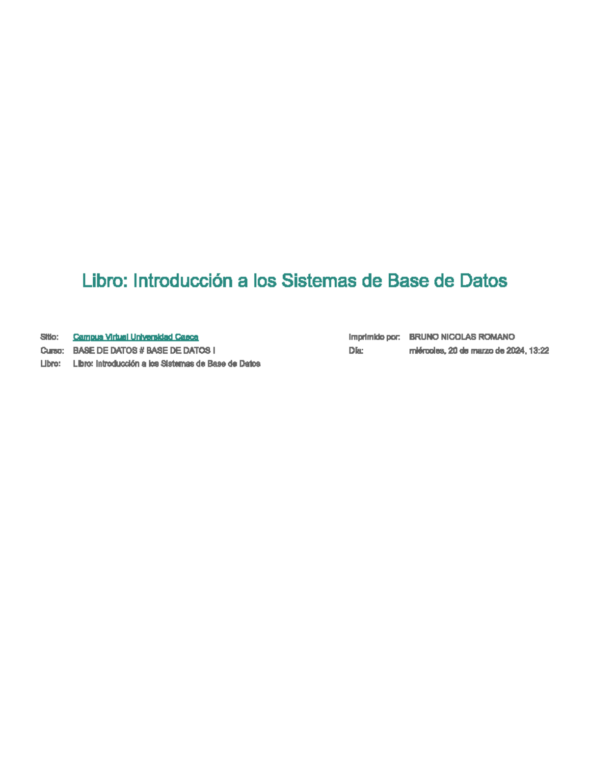 Introduccion a los sistemas de base de datos - Bases de Datos 1 - Studocu