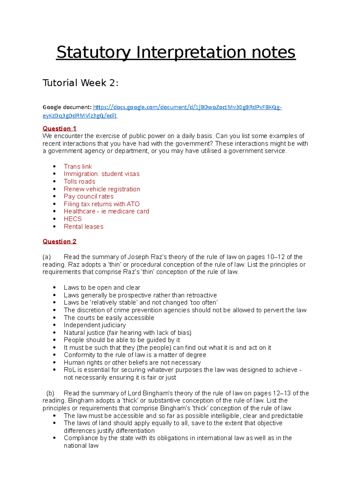 Statutory Interpretation Notes Statutory Interpretation Notes Statutory Interpretation Notes Statutory Interpretation Notes