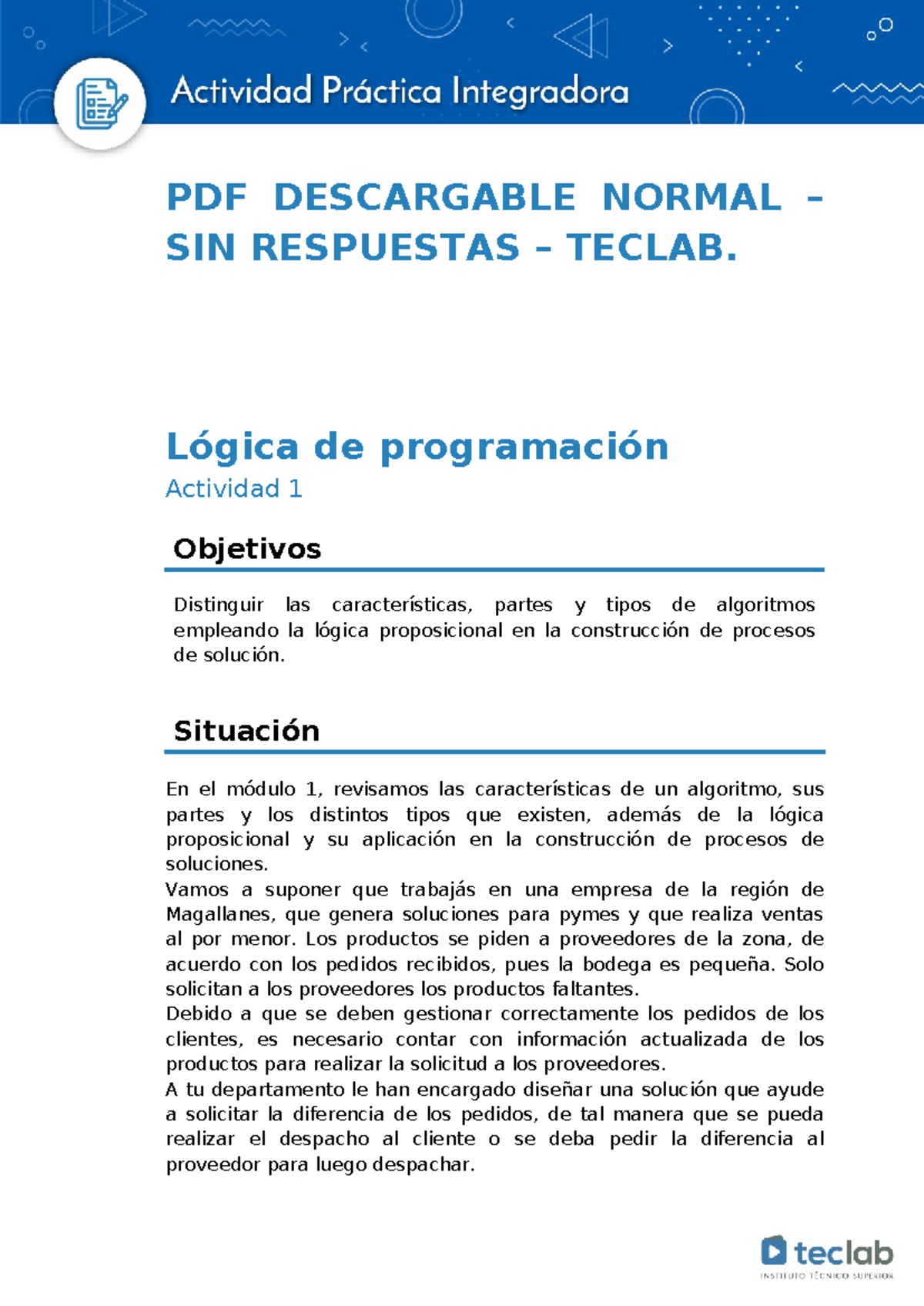 Actividad 1 Teclab - PDF DESCARGABLE NORMAL – SIN RESPUESTAS – TECLAB ...