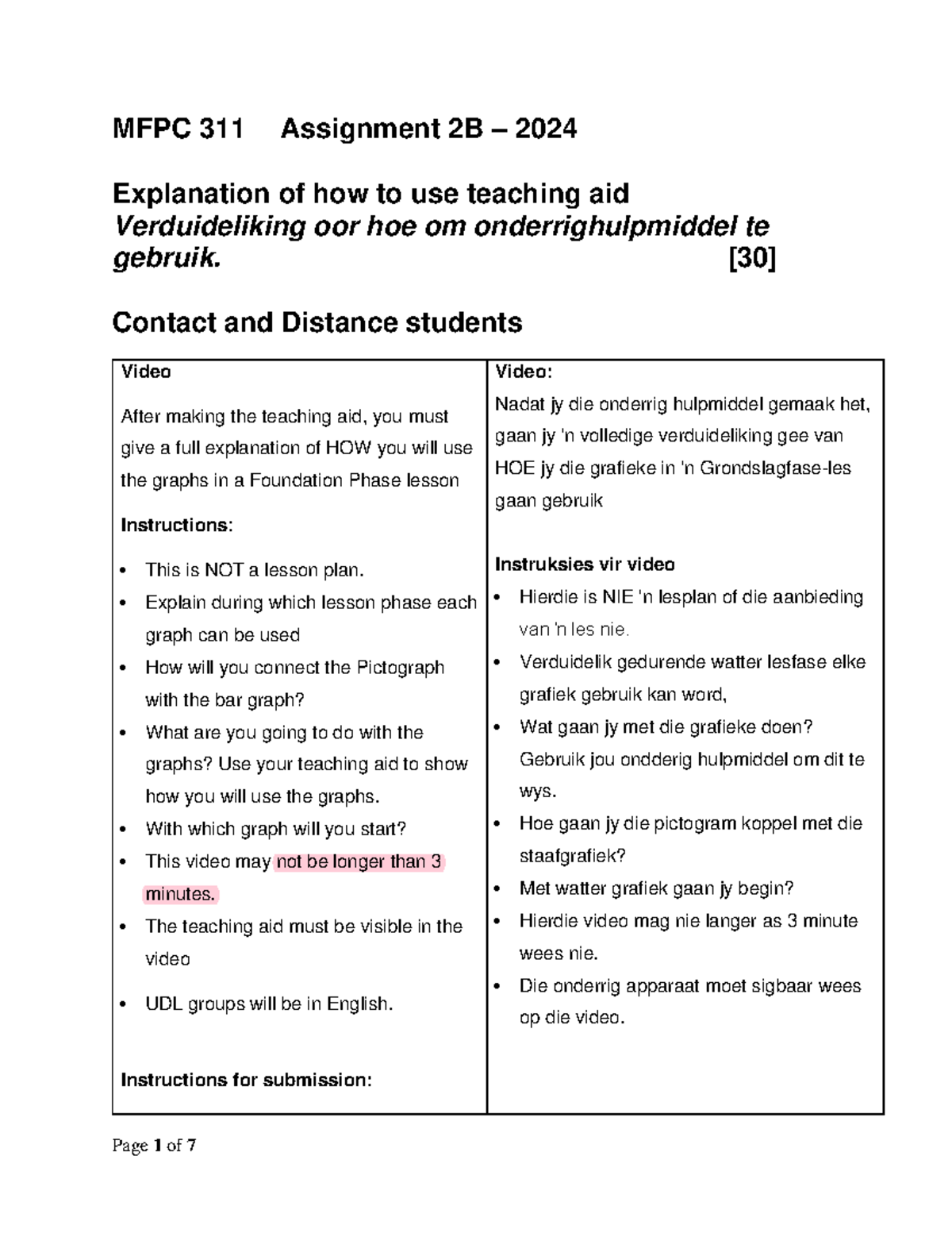 MFPC 311 - Ass 2 B Contact UDL 1 - 13 Feb - MFPC 311 Assignment 2B ...