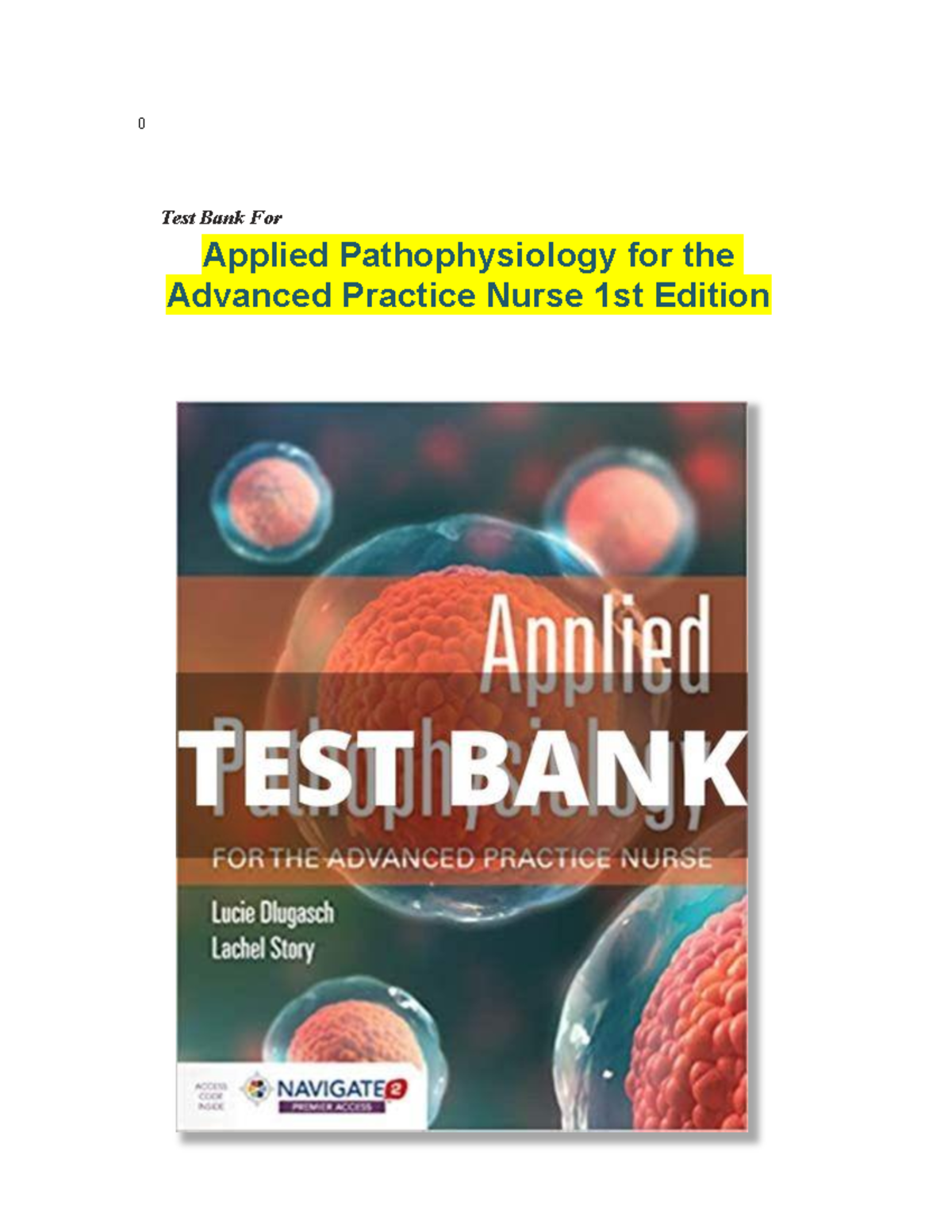 Open Applied Pathophysiology 1st 3 - Test Bank For Applied ...