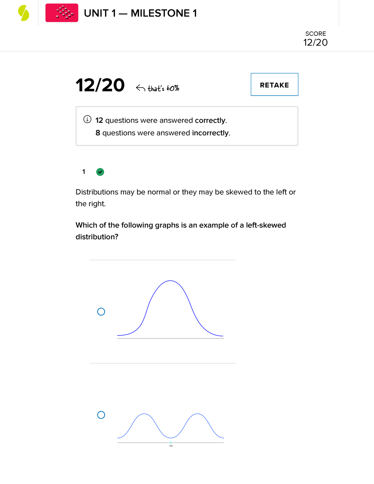 Sophia Foundations Of Statistics Milestone 1 - 1 12/20 That's 60% ...