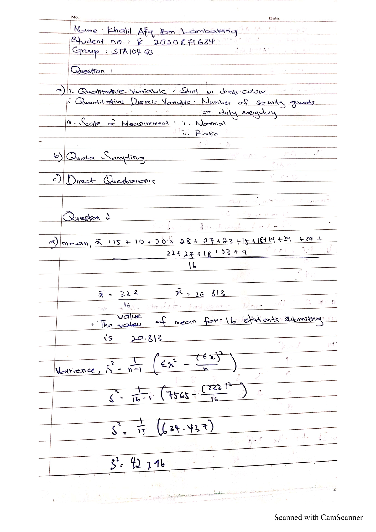 individual assignment sta104