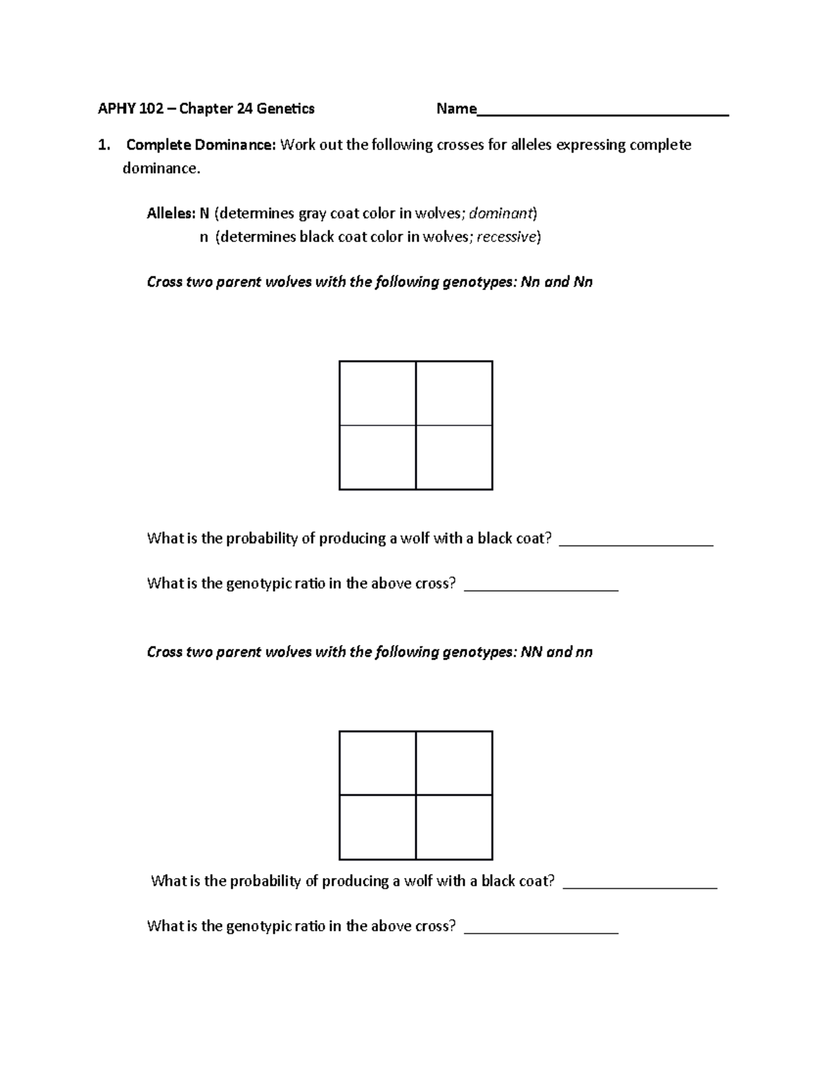 HW10 (Genetics)-1 - Homework assignments for class - APHY 102 – Chapter ...