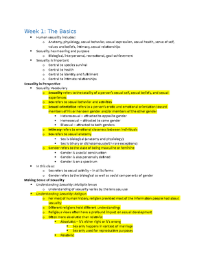 Sexuality Notes for Exam 2 - Human Sexuality Exam 2 Week 8: Sexuality ...