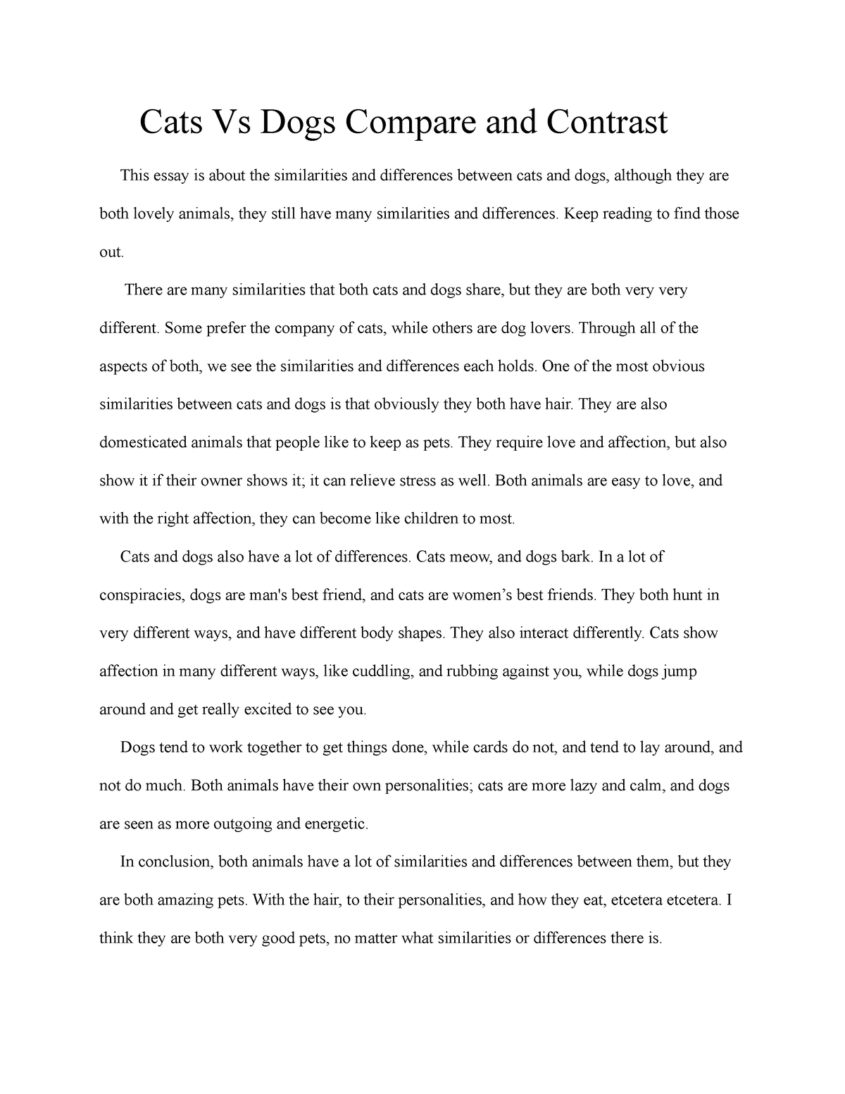 dog and cat essay