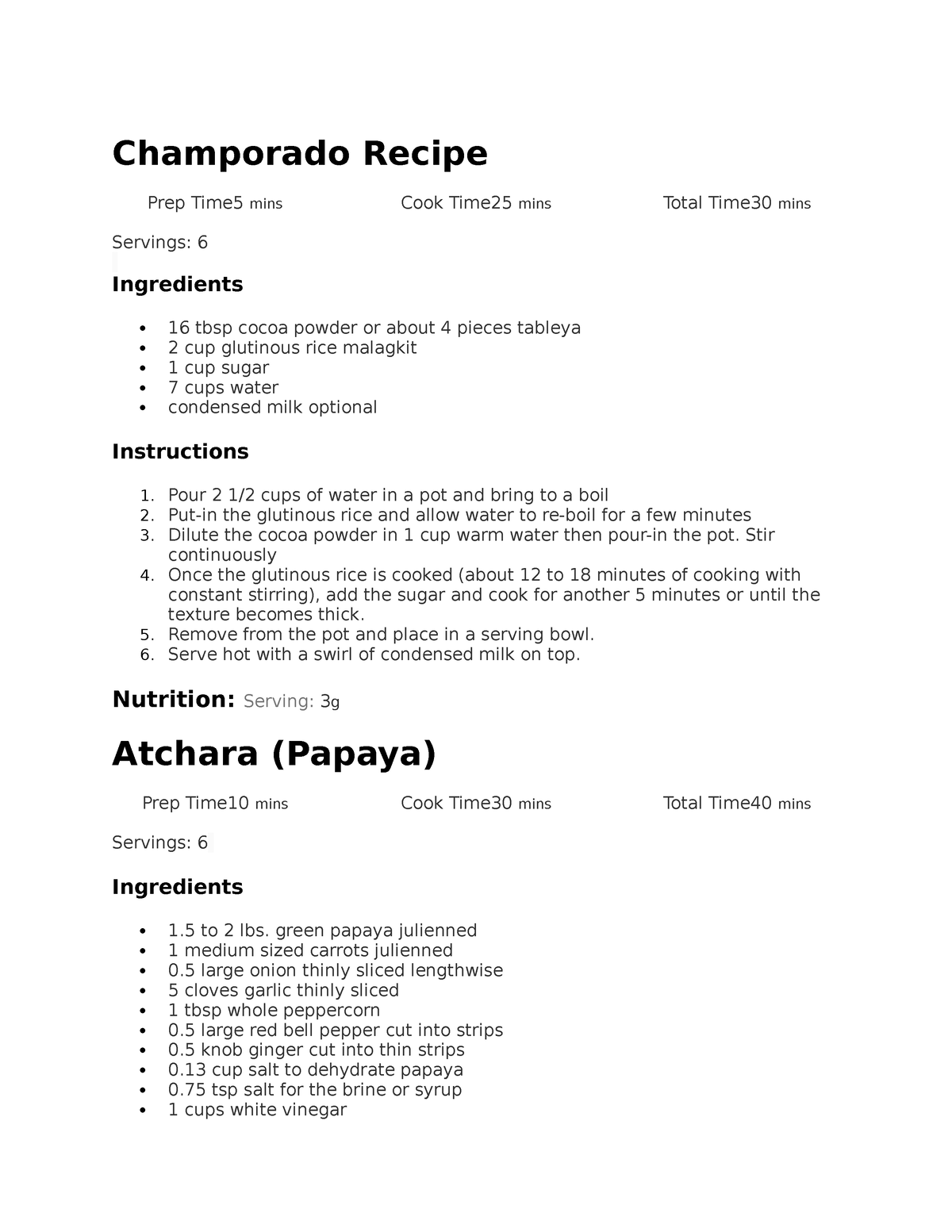 Recipe - Champorado Recipe Prep Time5 mins Cook Time25 mins Total ...