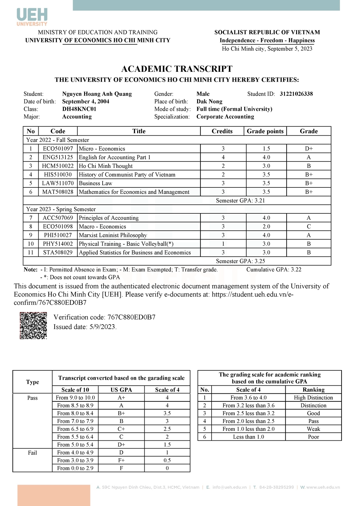 Bảng điểm học tập tiếng Anh sinh viên ĐHCQ-VLVH - DH48KNC01 Full time ...