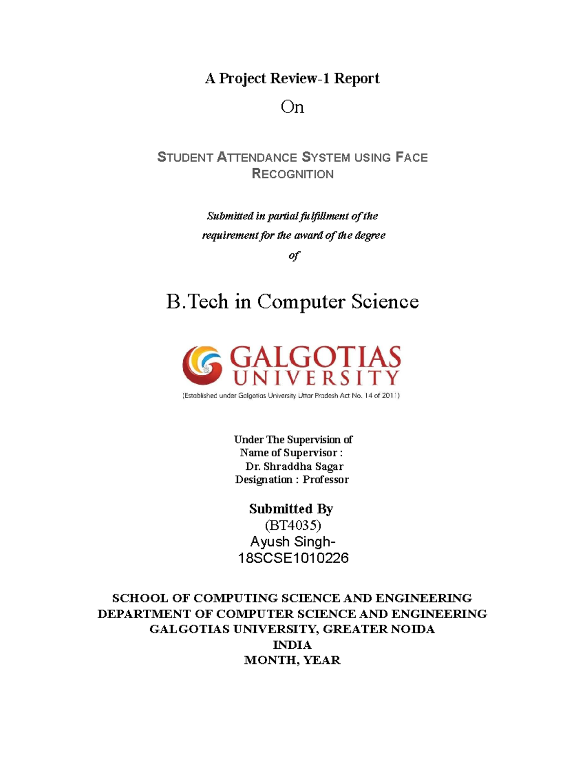 Computer Architecture in science - A Project Review-1 Report On STUDENT ...