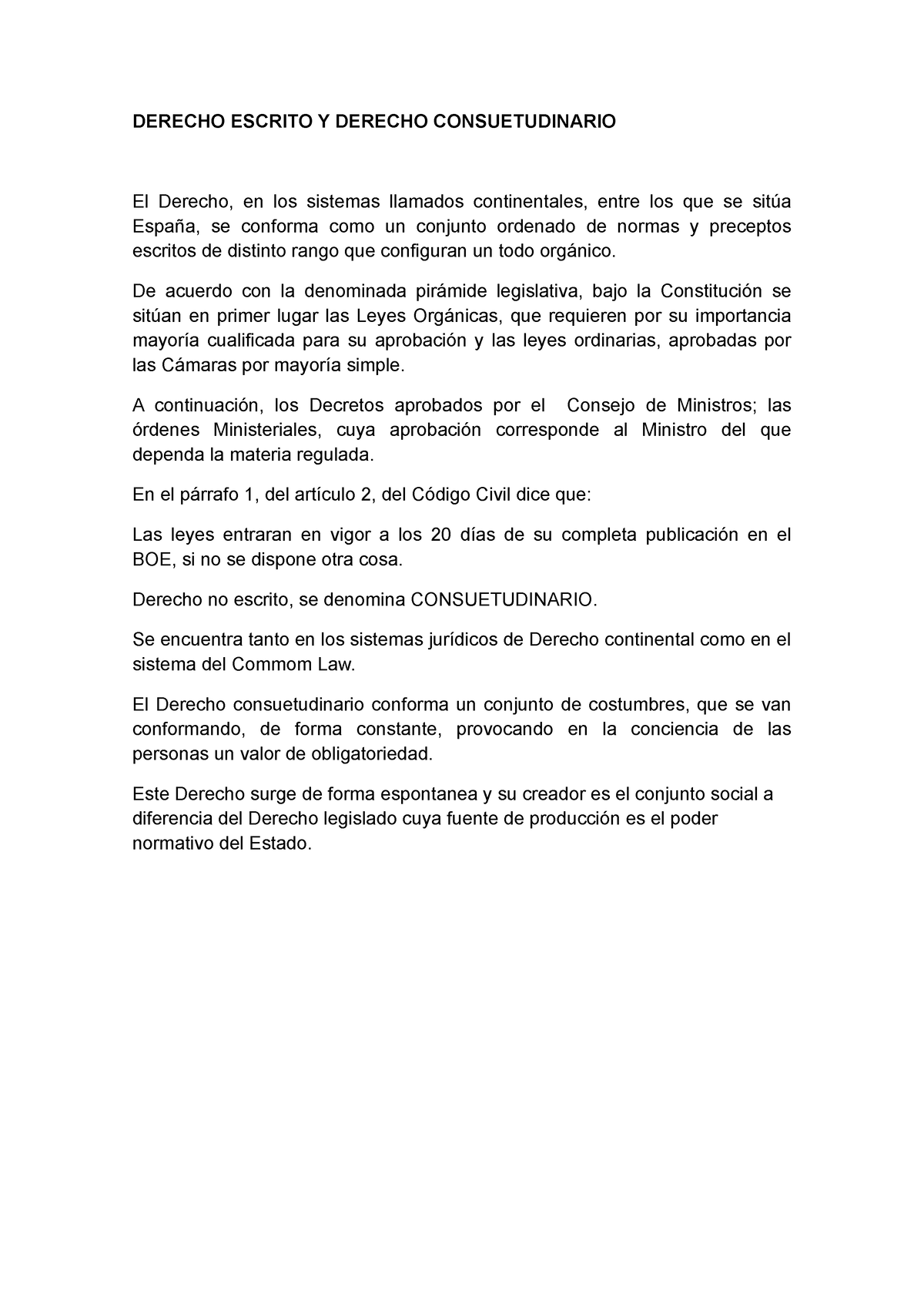 Derecho Escrito Y Derecho Consuetudinario Derecho Escrito Y Derecho Consuetudinario El Derecho 8924