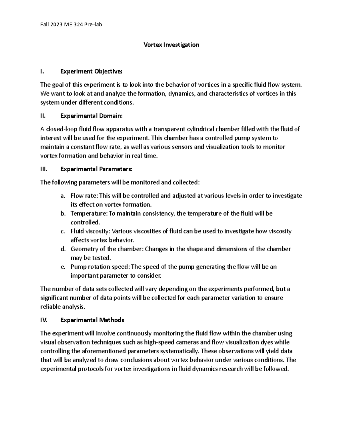 Pre Lab Notes - Vortex - Fall 2023 ME 324 Pre-lab Vortex Investigation ...