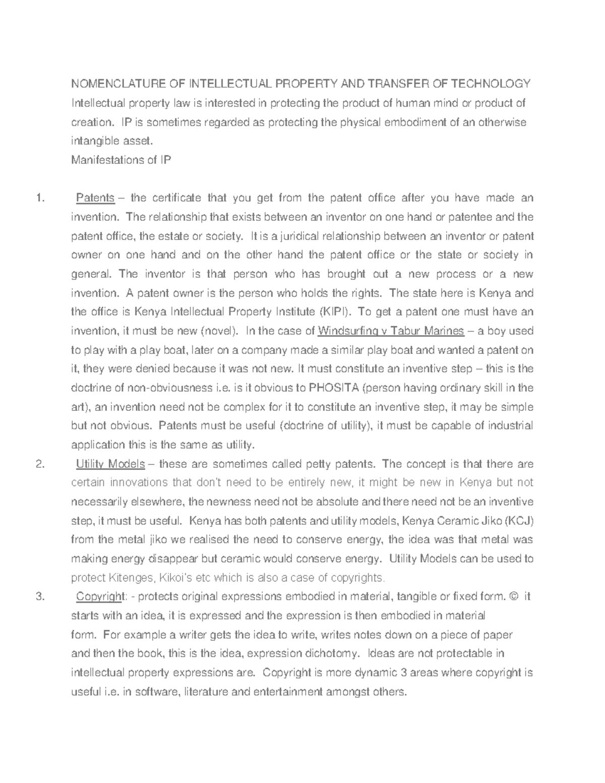 Intellectual Property Law - NOMENCLATURE OF INTELLECTUAL PROPERTY AND ...