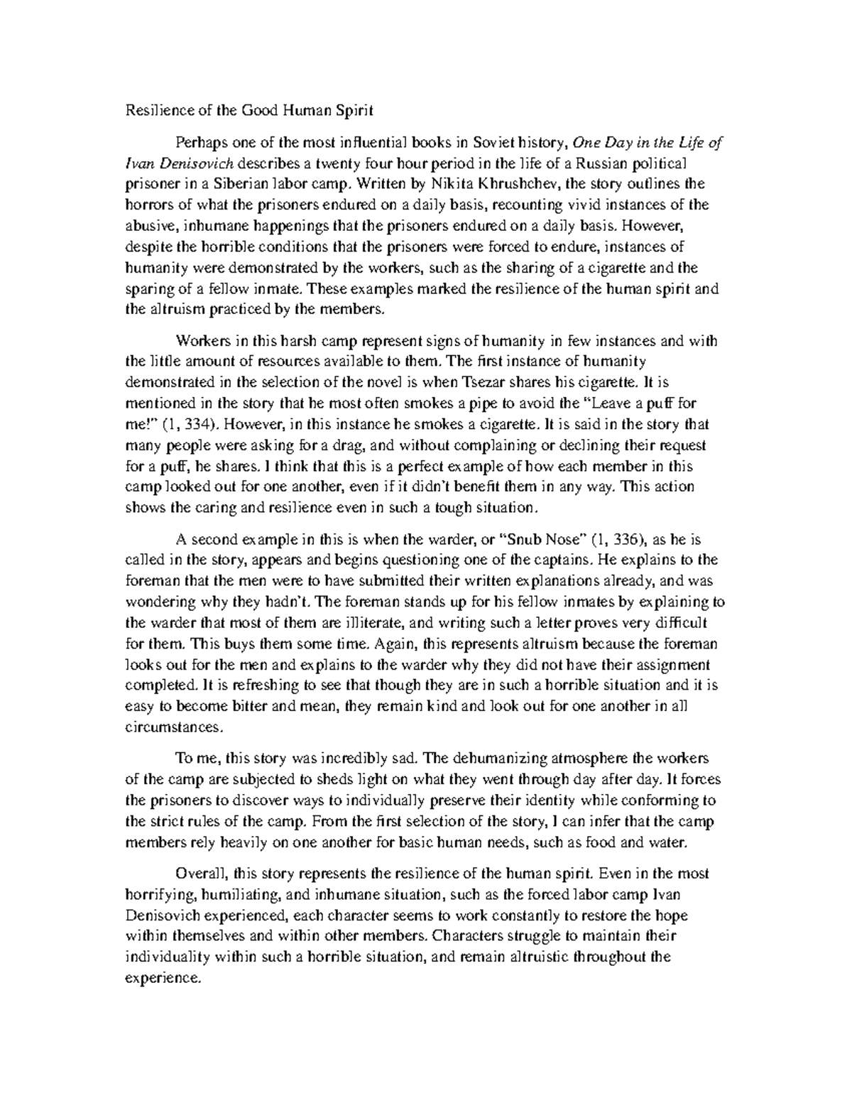 Resilience of the Good Human Spirit - Resilience of the Good Human ...