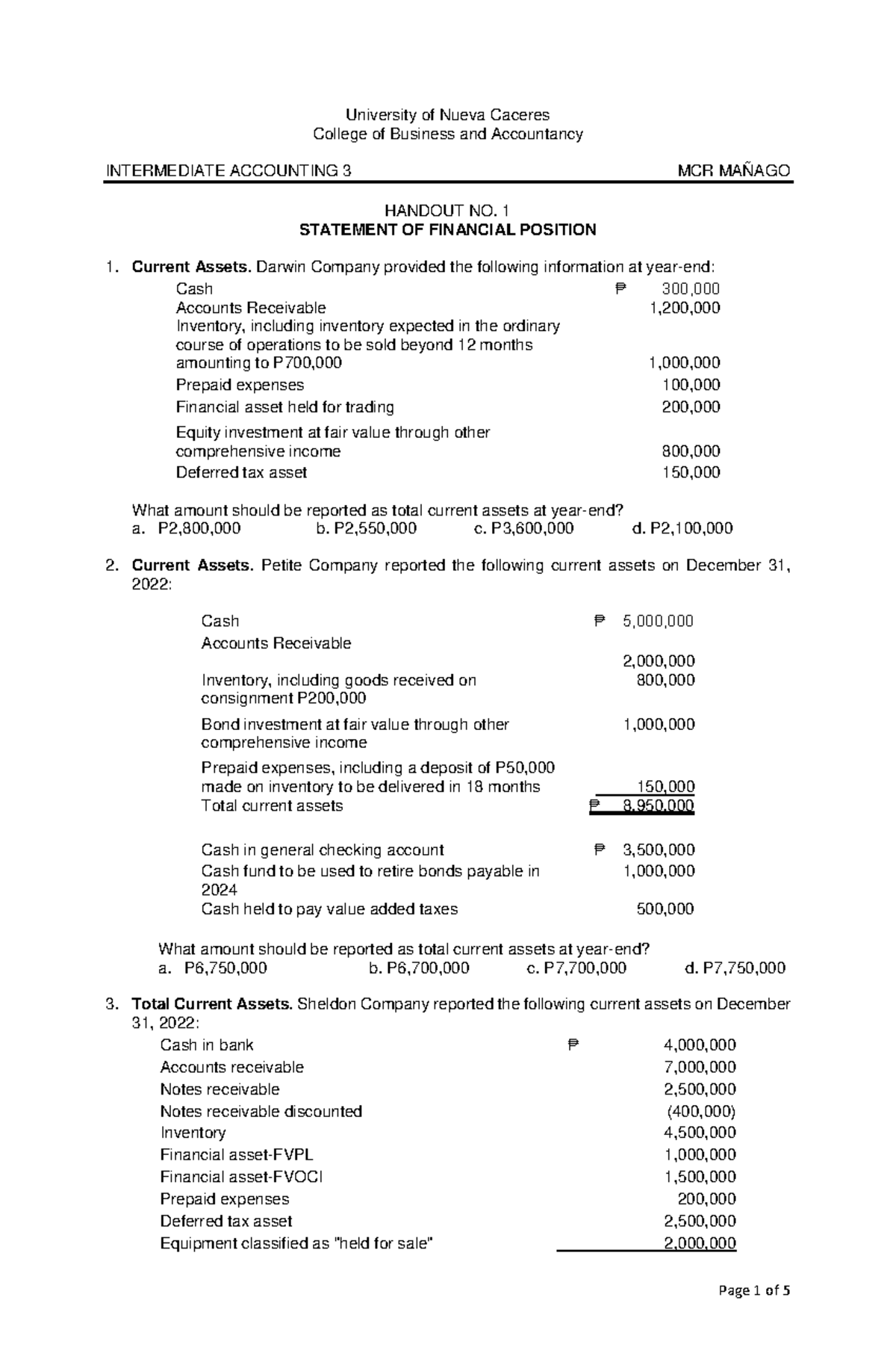 IA 3 Handout on SFP - Summary - University of Nueva Caceres College of ...