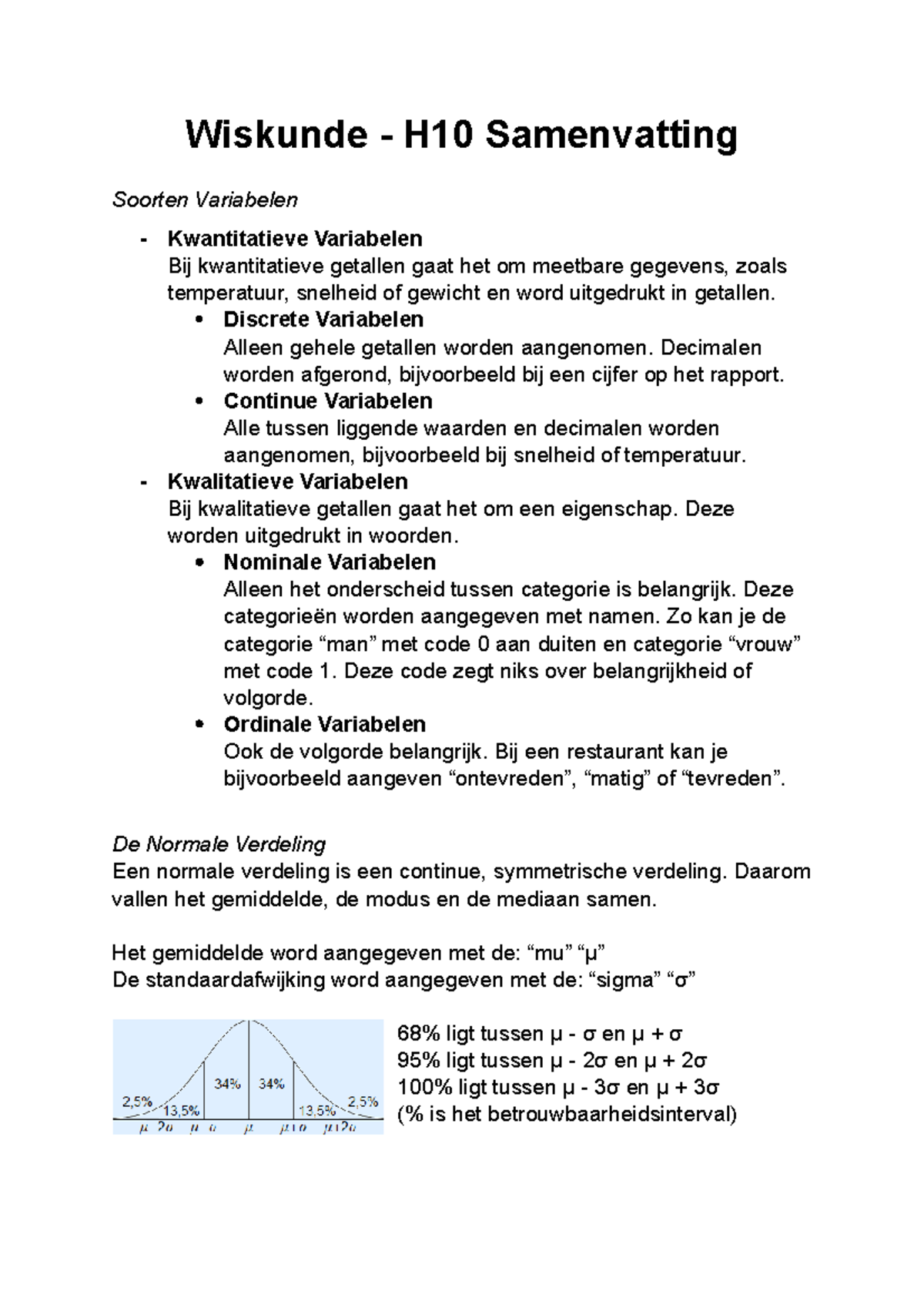 Wiskunde H10 Samenvatting - Studeersnel