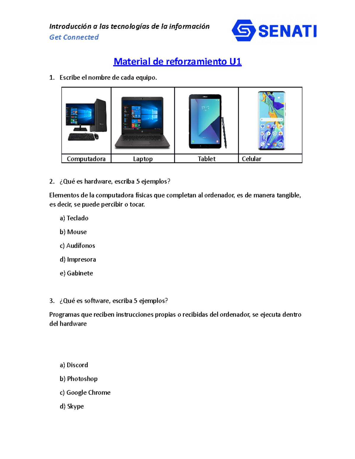 Material De Reforzamiento U1 Senati Get Connected Material De 