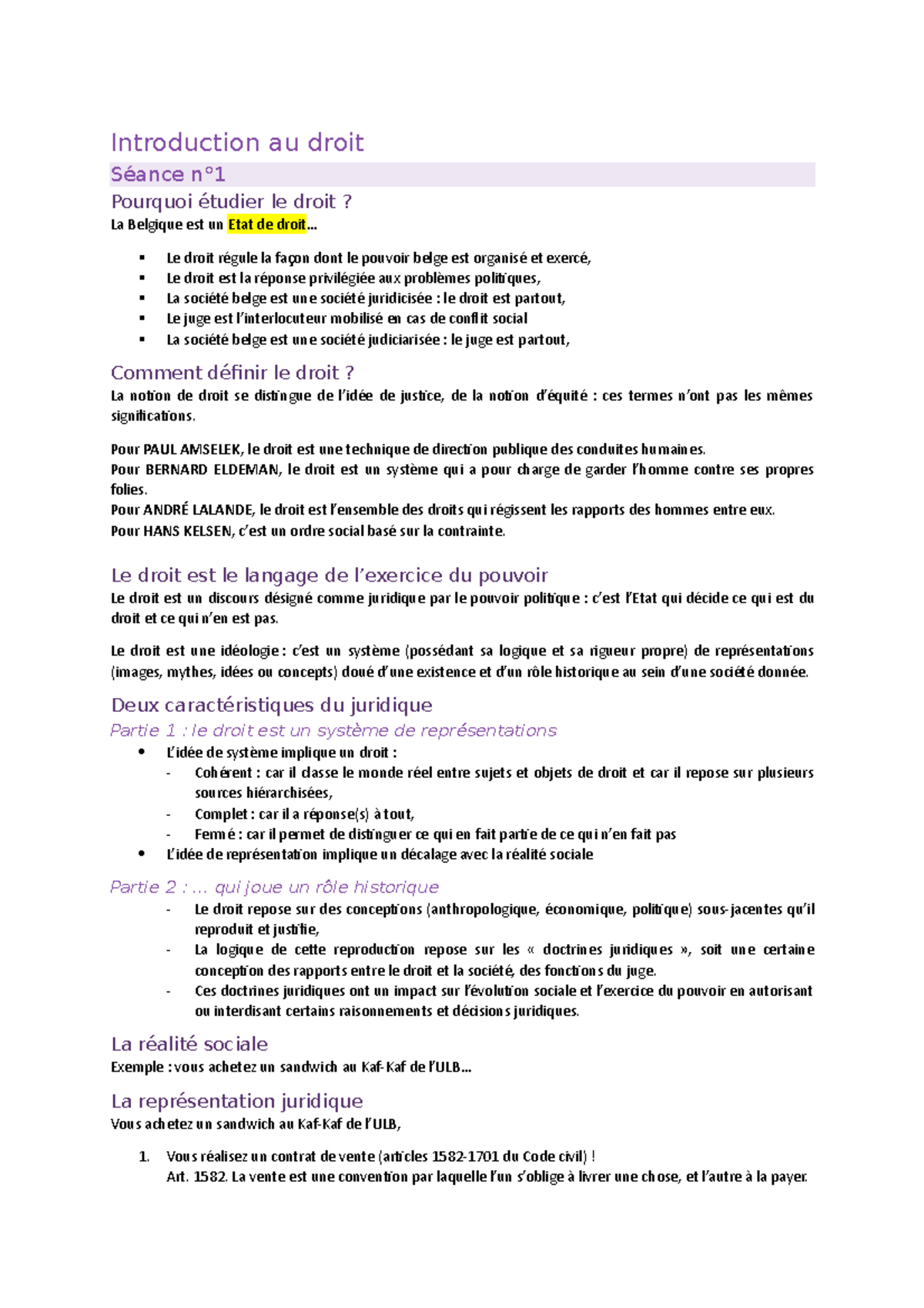 Introduction au droit - Notes de cours DROI D103 complet - Introduction ...