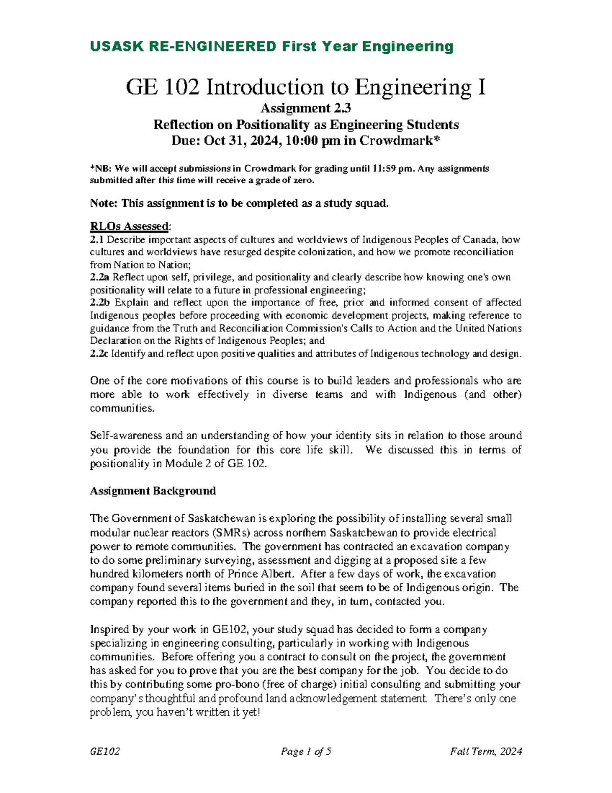GE102 A2.3 Reflection on Positionality as Engineering Students 2024 ...