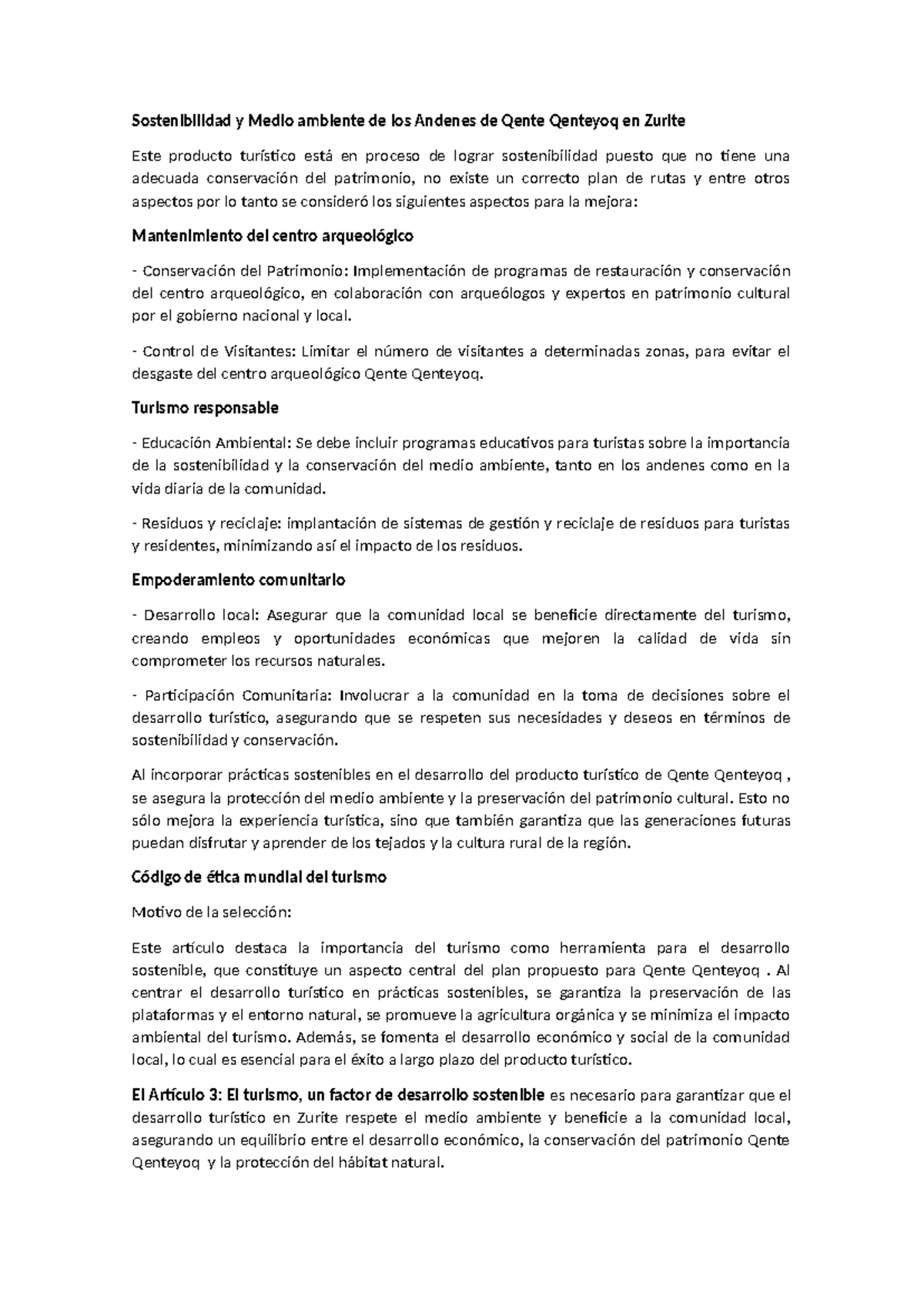 Sostenibilidad y Medio ambiente de los Andenes de Qente Qenteyoq en ...