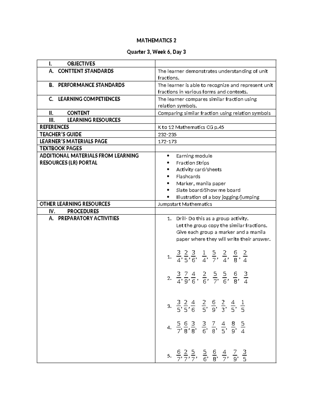 Mathematics 2 DLP Quarter 3, WEEK 6, DAY 3 - MATHEMATICS 2 Quarter 3 ...