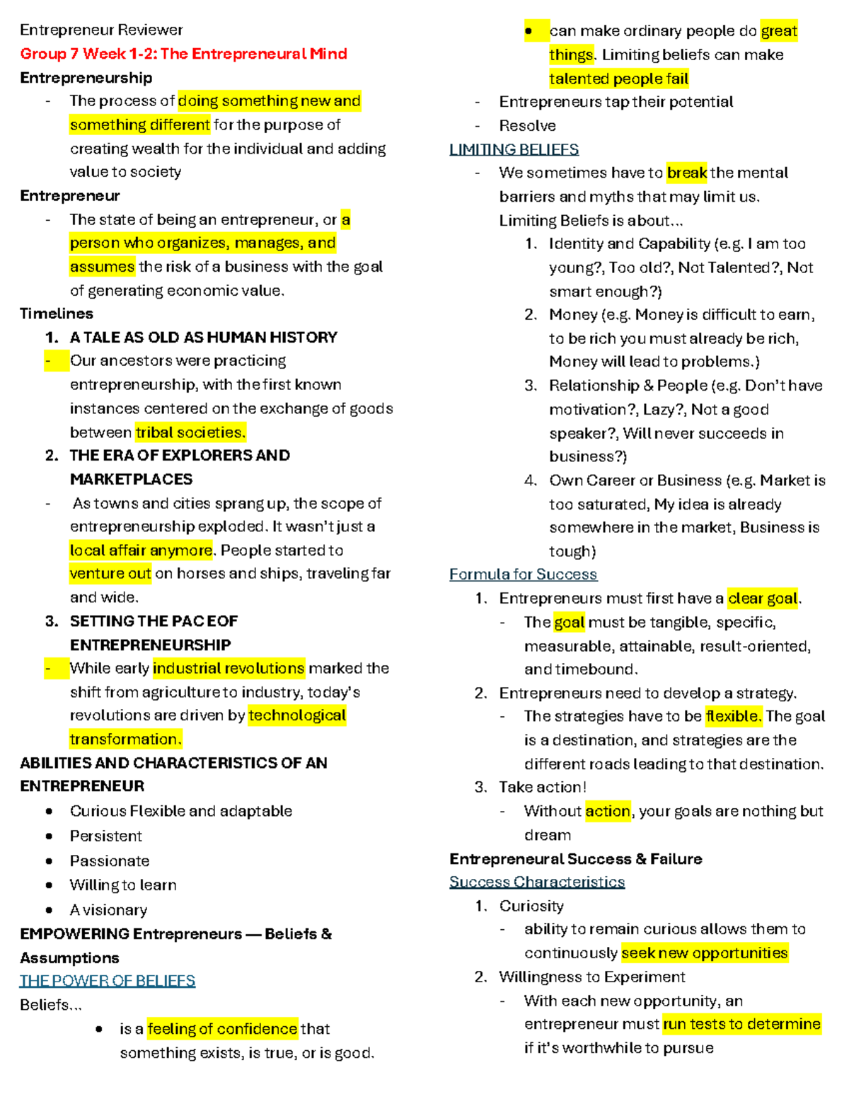 Entrep-Reviewer - Midterm Reviewer - Entrepreneur Reviewer Group 7 Week ...