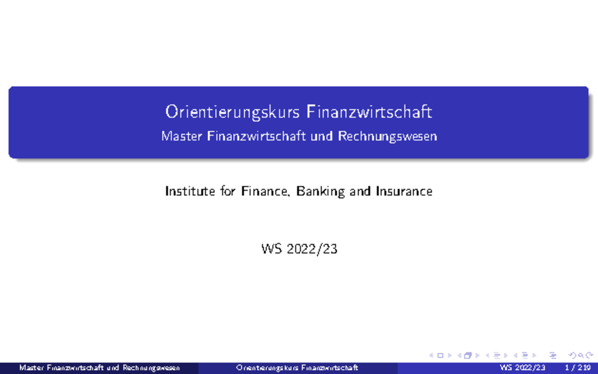 OK Folien WS22 - Orientierungskurs Finanzwirtschaft Master Finanzwirtschaft und Rechnungswesen ...