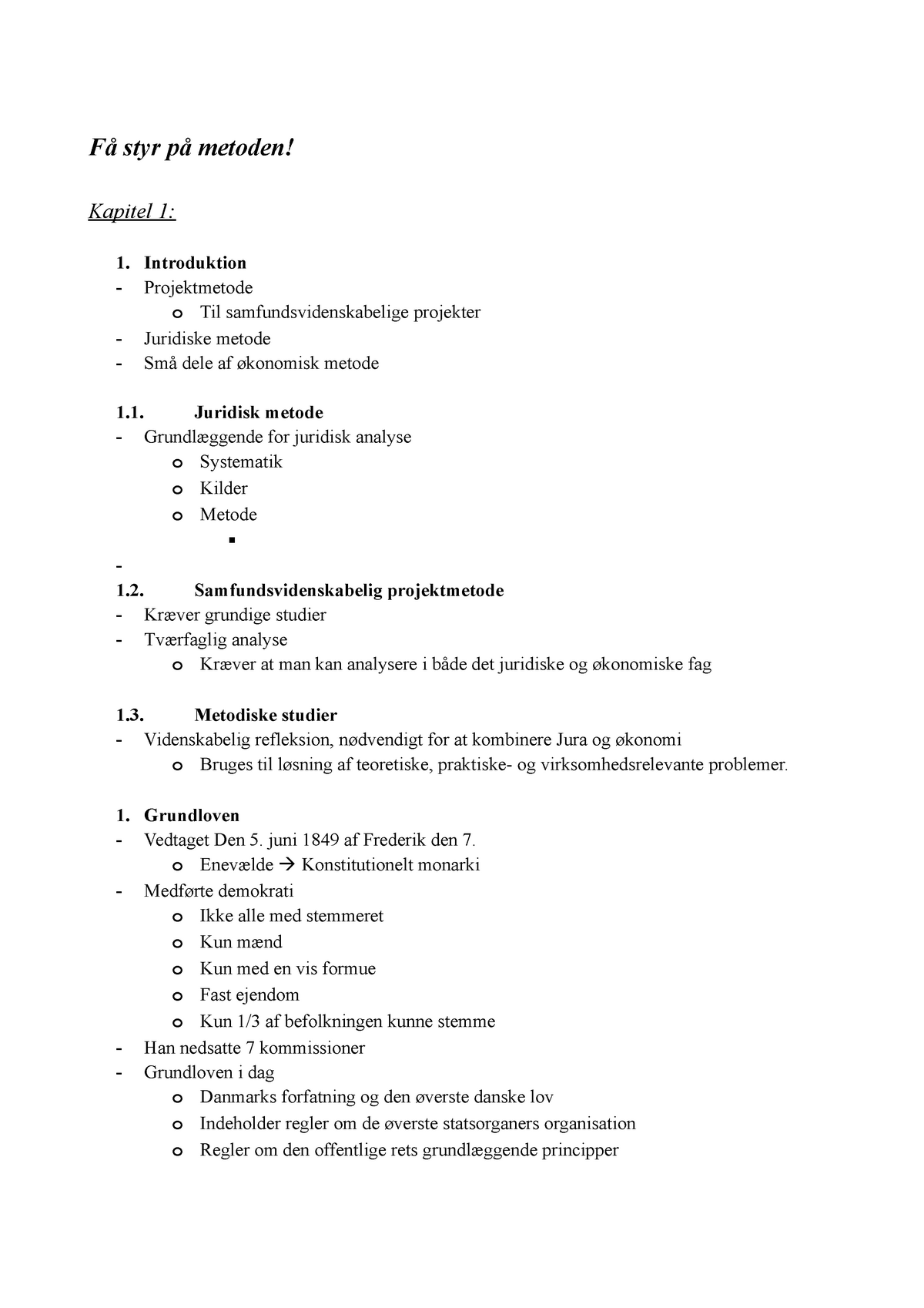 Noter - Juridisk Metode & Retskildelæren - Få Styr På Metoden! Kapitel ...