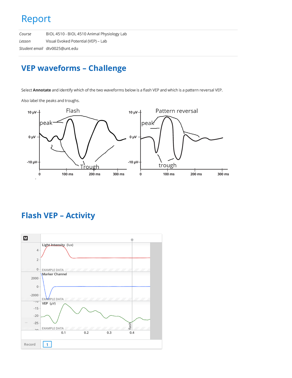 Visual Evoked Potential (VEP) – Lab report - Report Course BIOL 4510 ...